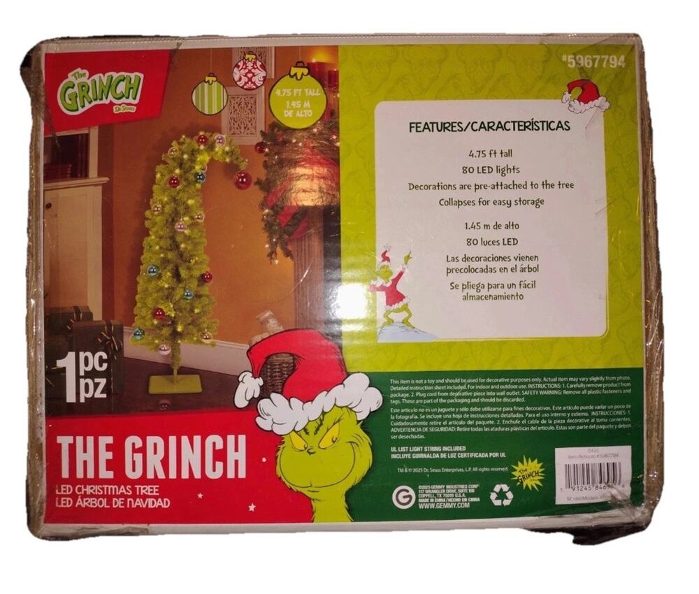 The Grinch Who Stole Christmas 4.75 FT 80 LED Pre Lit Tree Officially Licensed
